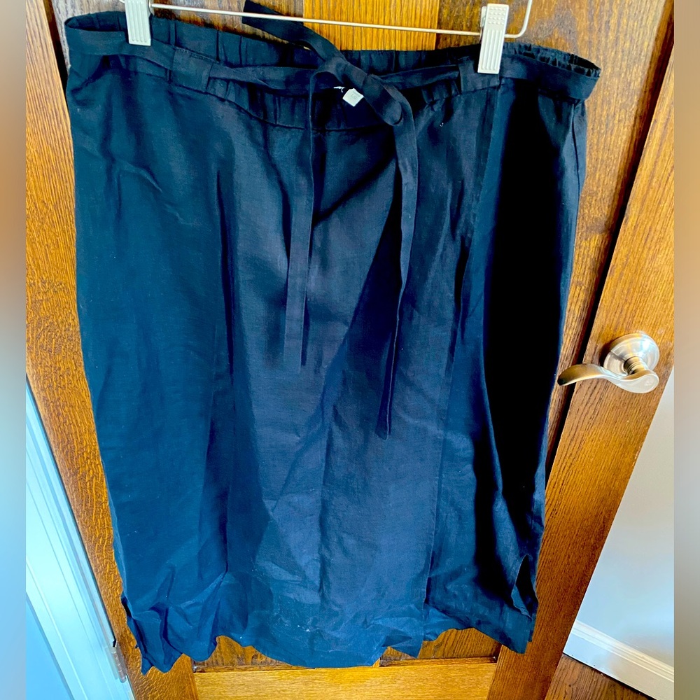 100% organic linen black wrap maxi skirt